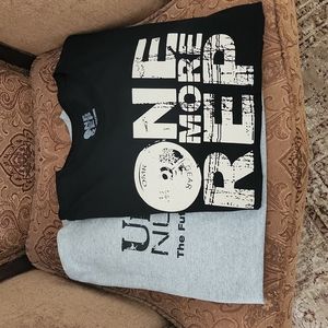 2 workout t-shirts!! Black and gray. great for the gym!! Washed but never used.